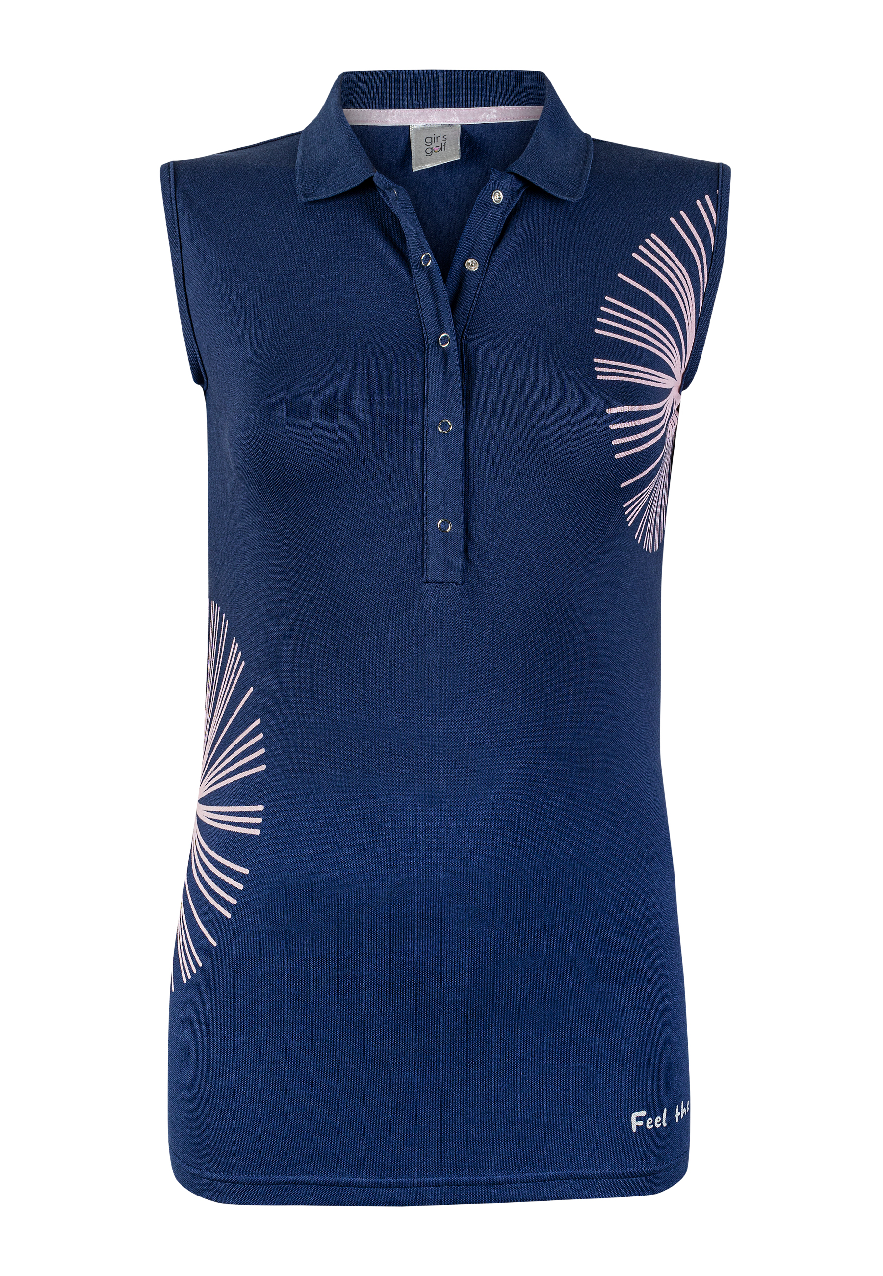sleeveless polo PUFF FLOWER NAVY