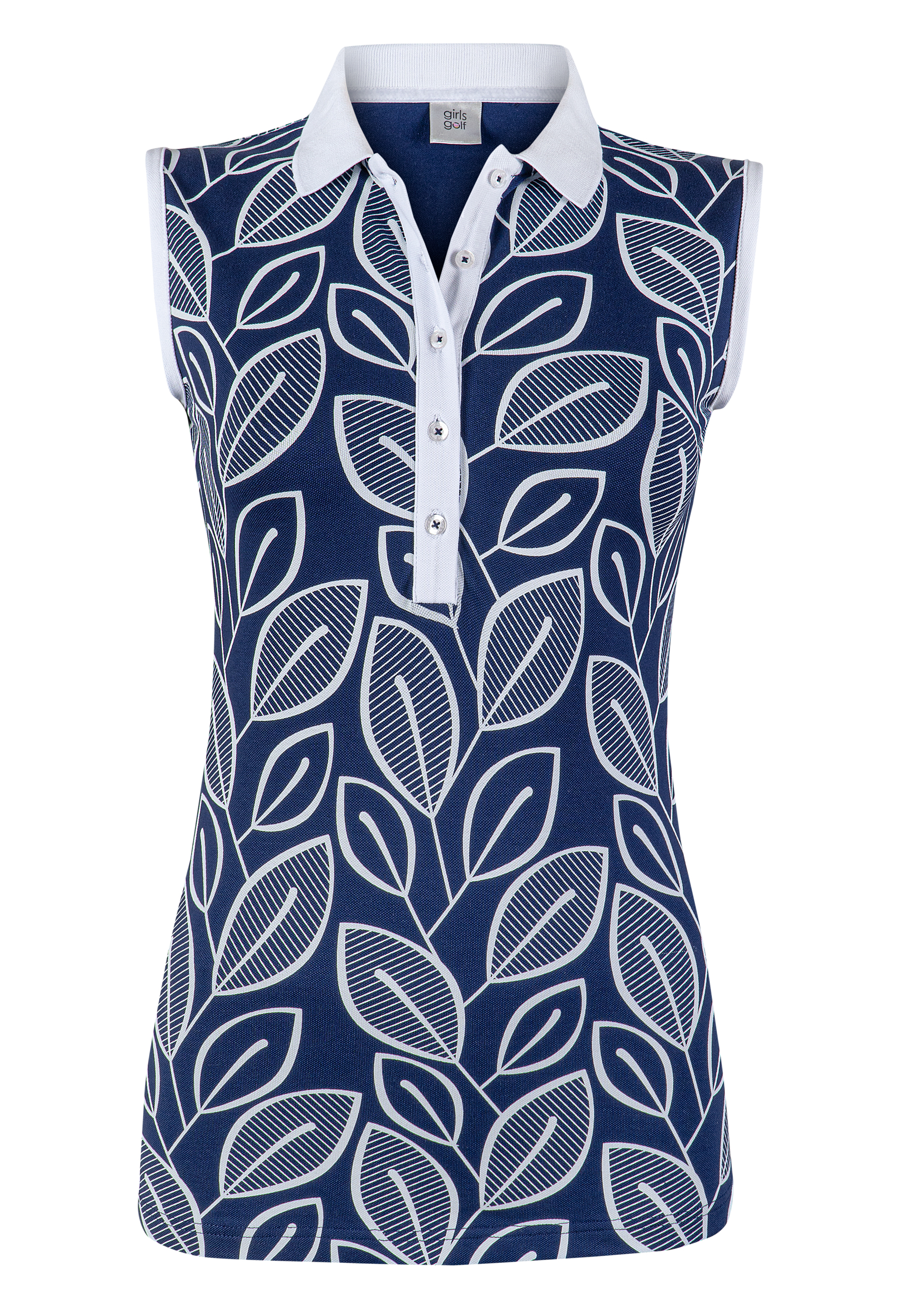 sleeveless polo NAVY LEAVES
